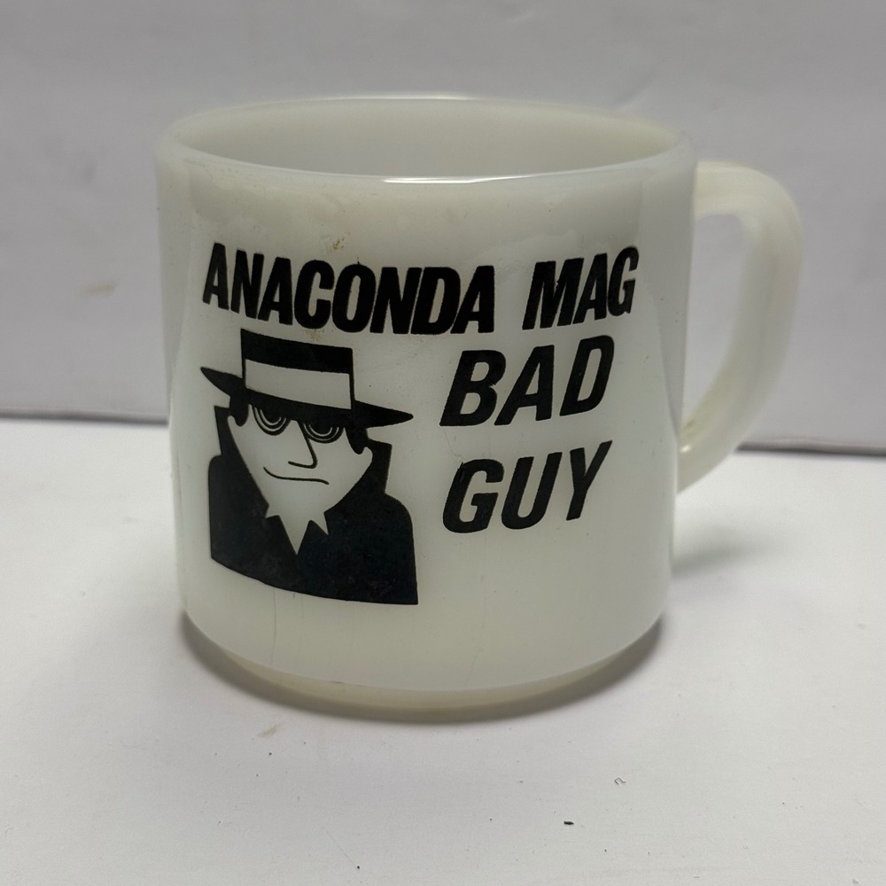 Vintage Federal Milk Glass Mug White Anaconda Mag Bad Guy I Had A Bad Idea Spy